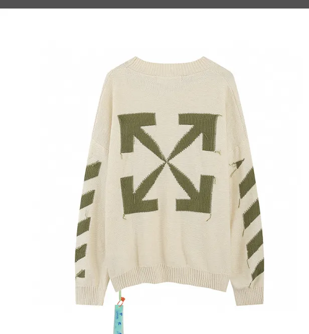 OFF-WHITE new mohair wool blend sweater arrow tassel round neck unisex