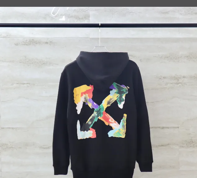 OFF-WHITE new color graffiti hand-painted printed hoodie with looped fabric