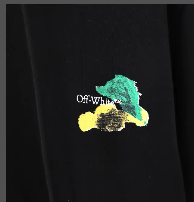 OFF-WHITE new color graffiti hand-painted printed hoodie with looped fabric