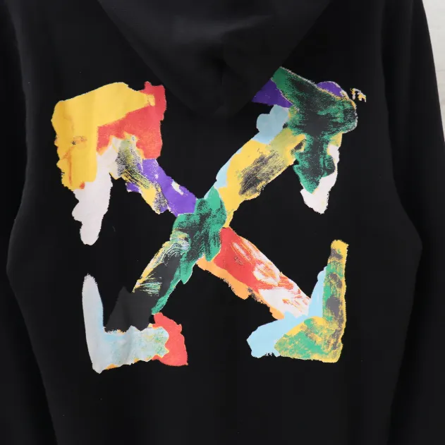 OFF-WHITE new color graffiti hand-painted printed hoodie with looped fabric