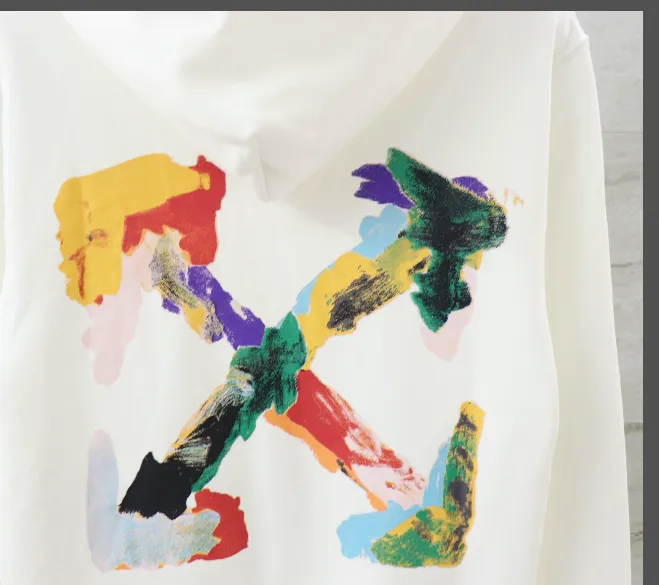 OFF-WHITE new color graffiti hand-painted printed hoodie with looped fabric