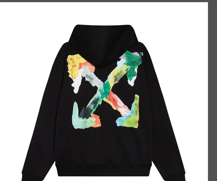 OFF-WHITE new color graffiti hand-painted printed hoodie with looped fabric