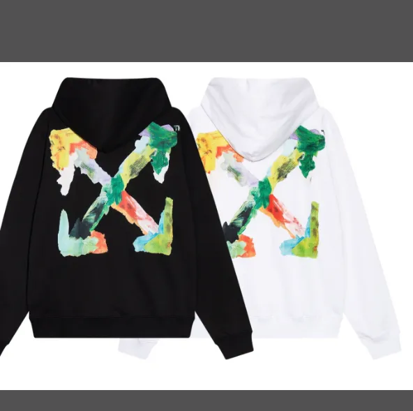 OFF-WHITE new color graffiti hand-painted printed hoodie with looped fabric