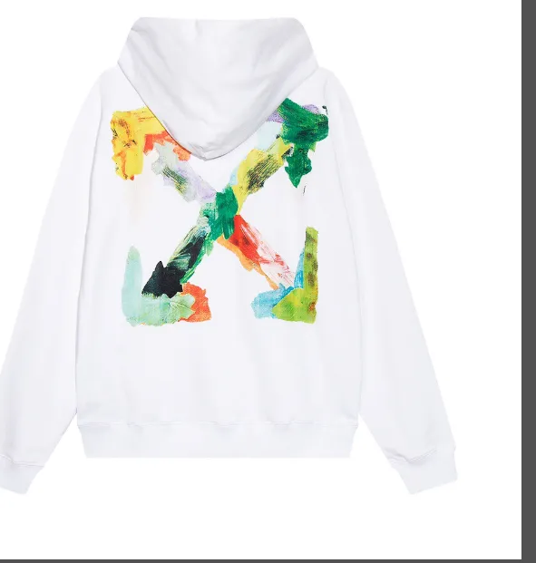 OFF-WHITE new color graffiti hand-painted printed hoodie with looped fabric