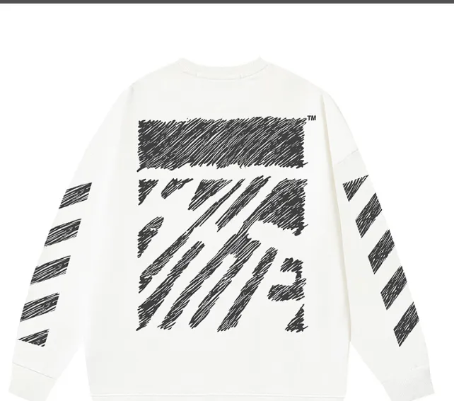 OFF-WHITE new sketch speed bump printed round neck looped fabric