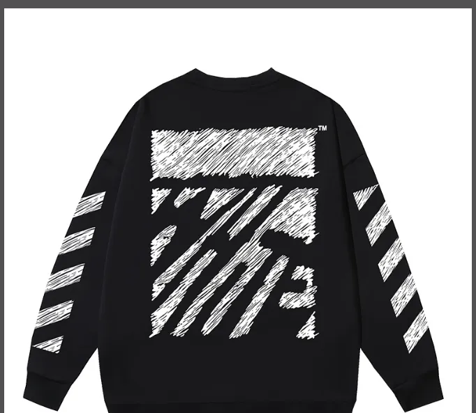 OFF-WHITE new sketch speed bump printed round neck looped fabric