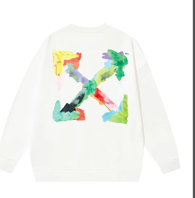 OFF-WHITE new color graffiti hand-painted printed round neck looped fabric