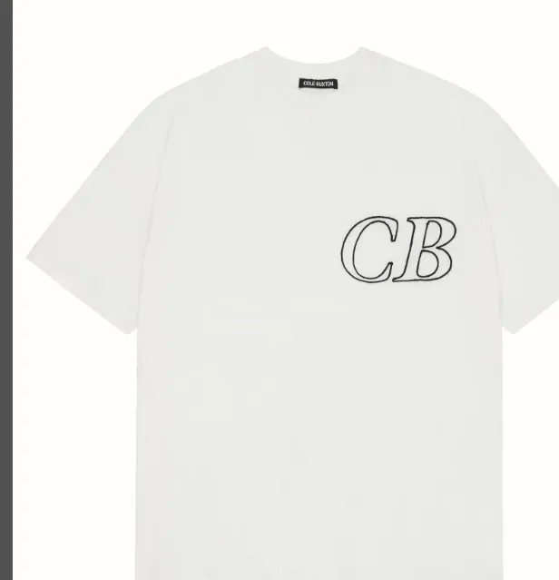 Cole Buxton Simple Letter Logo Embroidered Short Sleeve T-shirt Black White Dark Green S-XL Size