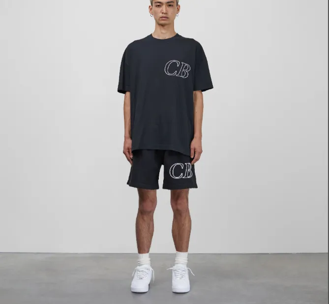 Cole Buxton Simple Letter Logo Embroidered Short Sleeve T-shirt Black White Dark Green S-XL Size