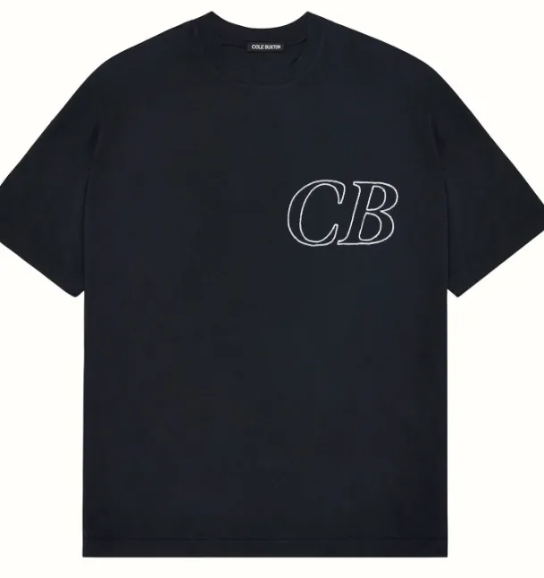 Cole Buxton Simple Letter Logo Embroidered Short Sleeve T-shirt Black White Dark Green S-XL Size