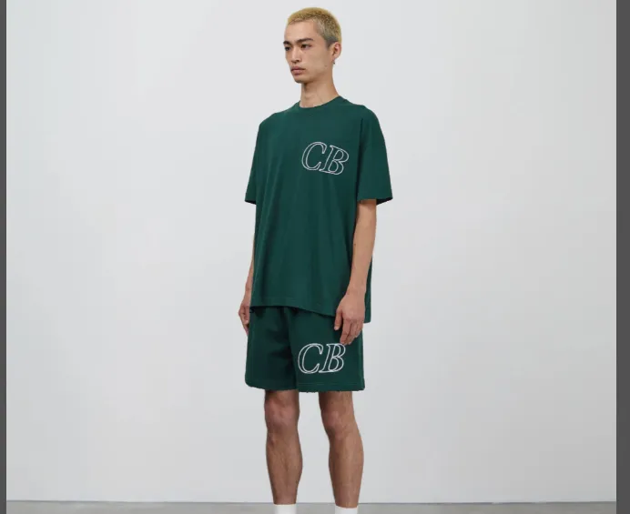 Cole Buxton Simple Letter Logo Embroidered Short Sleeve T-shirt Black White Dark Green S-XL Size