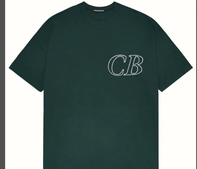 Cole Buxton Simple Letter Logo Embroidered Short Sleeve T-shirt Black White Dark Green S-XL Size