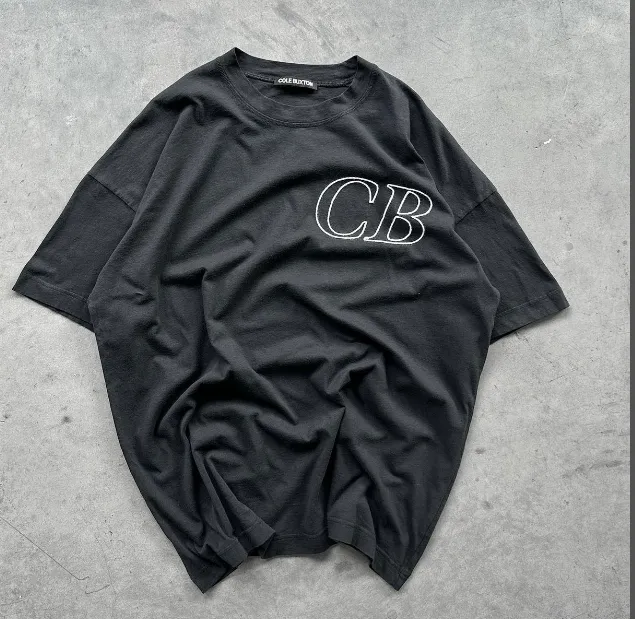 Cole Buxton Simple Letter Logo Embroidered Short Sleeve T-shirt Black White Dark Green S-XL Size