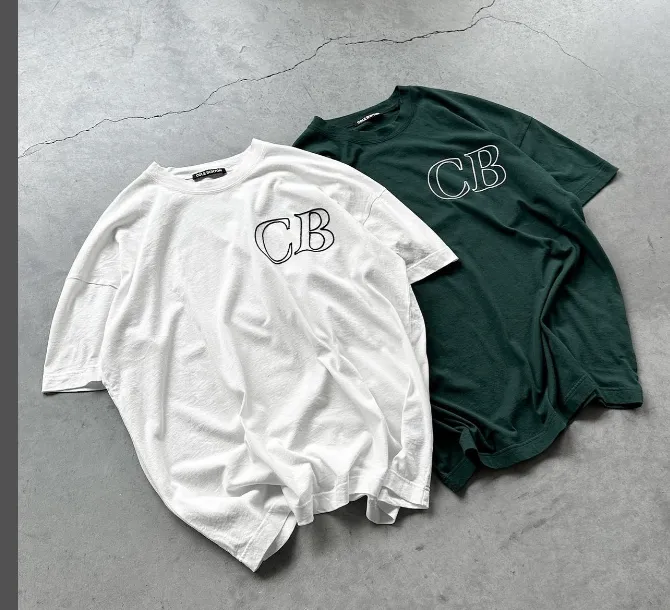 Cole Buxton Simple Letter Logo Embroidered Short Sleeve T-shirt Black White Dark Green S-XL Size