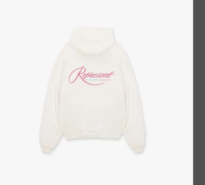 REPRESENT Coconut Tree Letter Logo Slogan Embroidered Hoodie White S-XL Size