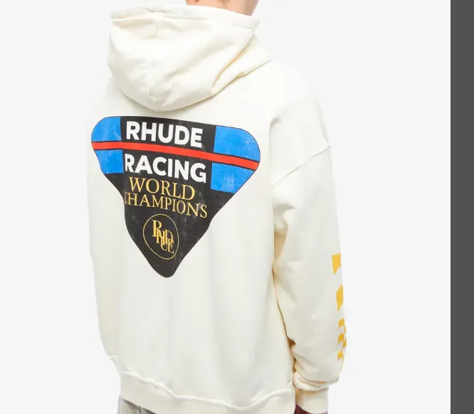 RHUDE LIVERY HOODIE Retro American Vintage New Vintage Triangle Champion Printed Hoodie Hoodie