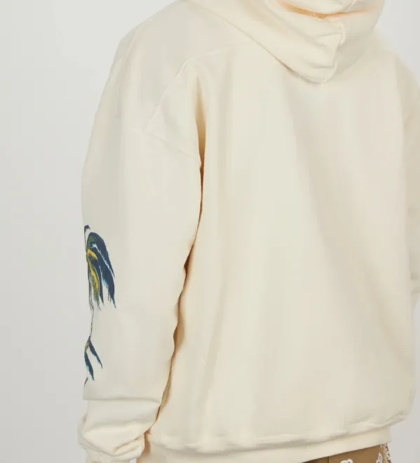 Rhude 'Beach Club' Printed Hoodie Beach Club Palm Tree Beach Pattern Printed Hoodie in Apricot S M L XL