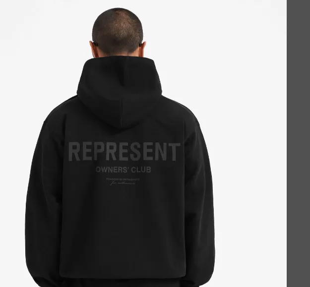 REPRESENT OWNERS CLUB HOODIE Retro American Vintage Classic English Logo Reflective Printed Pattern Hoodie S M L XL