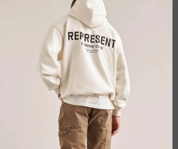 REPRESENT OWNERS CLUB HOODIE Retro American Vintage Classic English Logo Reflective Printed Pattern Hoodie S M L XL