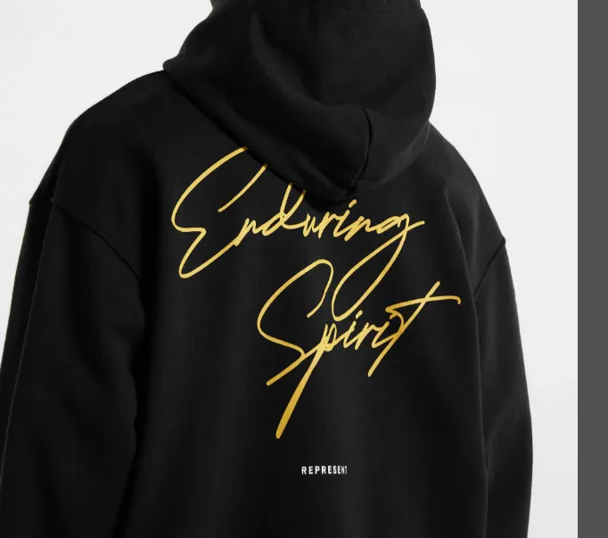 REPRESENT ENDURANG SPIRIT HOODIE Retro American Blonde Starry Lightning Printed Hoodie Black S M L XL