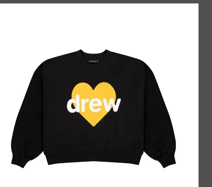 Drew HOUSE INFINITE LOVE BOXY CREWNECK Love Letter Printed Round Neck Hoodie with Velvet Black XS S M L XL XXL