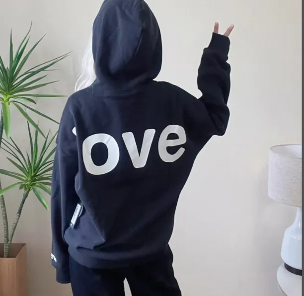 Drew HOUSE FW23 LOVE HOODIE Love Embroidered Letter Printed Velvet Hoodie Black S M L XL