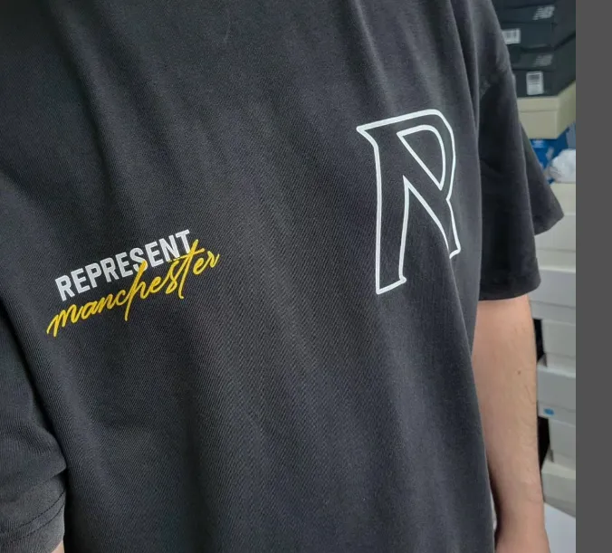 REPRESENT London exhibition limited edition slogan letter logo short sleeved T-shirt made of old black S-XL size