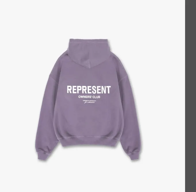 REPRESENT OWNERS CLUB ZIP HOODIE Slogan Logo Zipper Hoodie Black Grey Brown Purple Grey S-XL Size