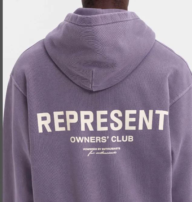 REPRESENT OWNERS CLUB ZIP HOODIE Slogan Logo Zipper Hoodie Black Grey Brown Purple Grey S-XL Size