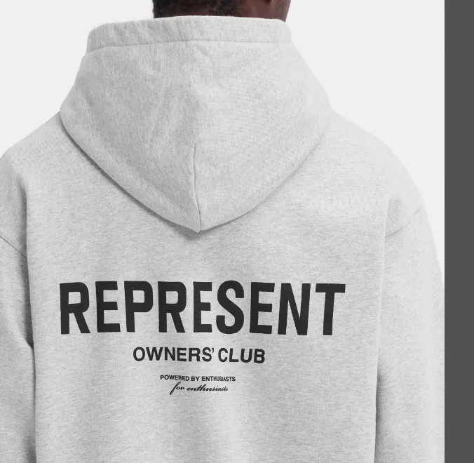 REPRESENT OWNERS CLUB ZIP HOODIE Slogan Logo Zipper Hoodie Black Grey Brown Purple Grey S-XL Size