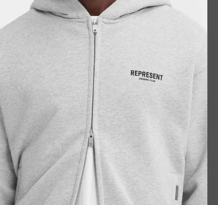 REPRESENT OWNERS CLUB ZIP HOODIE Slogan Logo Zipper Hoodie Black Grey Brown Purple Grey S-XL Size