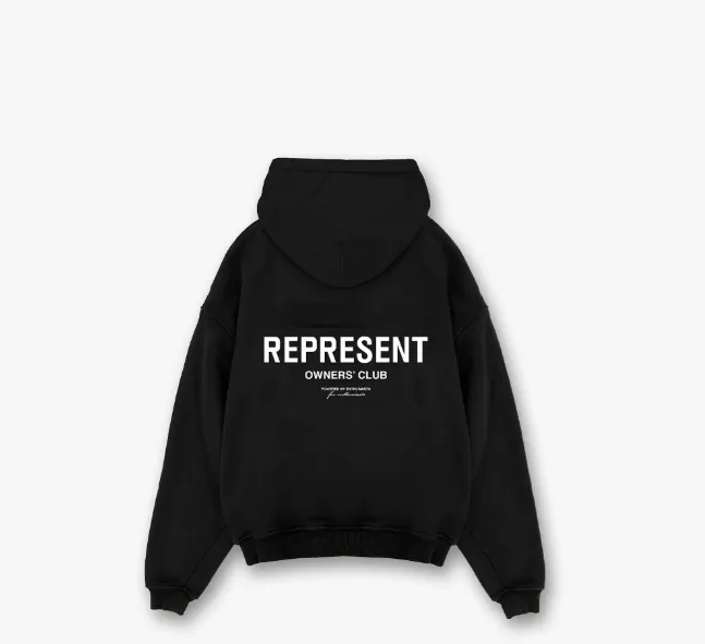 REPRESENT OWNERS CLUB ZIP HOODIE Slogan Logo Zipper Hoodie Black Grey Brown Purple Grey S-XL Size