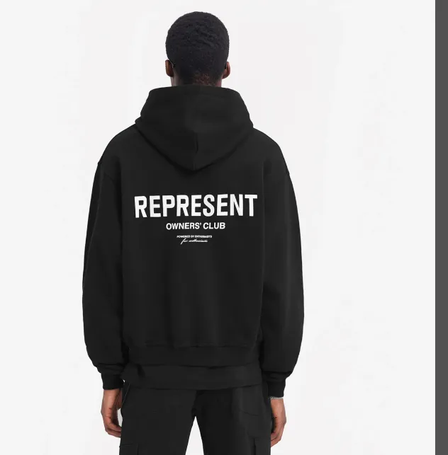 REPRESENT OWNERS CLUB ZIP HOODIE Slogan Logo Zipper Hoodie Black Grey Brown Purple Grey S-XL Size