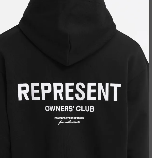 REPRESENT OWNERS CLUB ZIP HOODIE Slogan Logo Zipper Hoodie Black Grey Brown Purple Grey S-XL Size