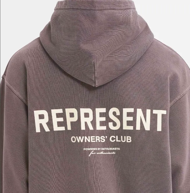 REPRESENT OWNERS CLUB ZIP HOODIE Slogan Logo Zipper Hoodie Black Grey Brown Purple Grey S-XL Size