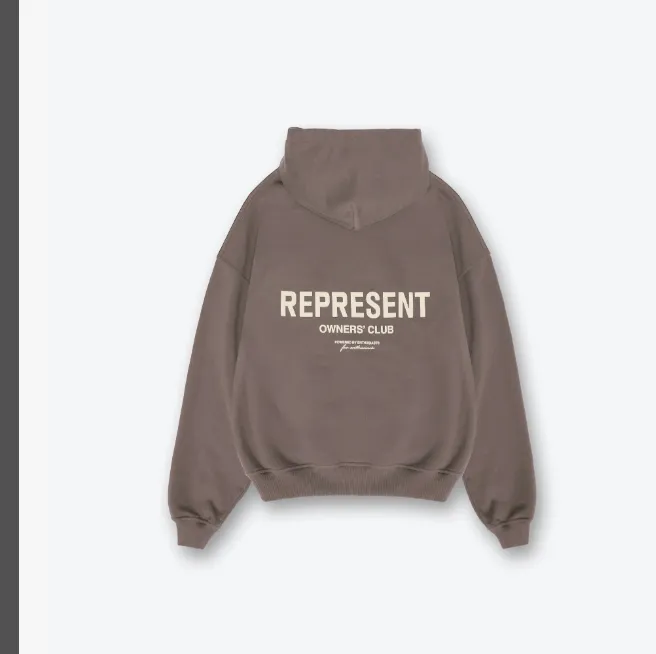 REPRESENT OWNERS CLUB ZIP HOODIE Slogan Logo Zipper Hoodie Black Grey Brown Purple Grey S-XL Size