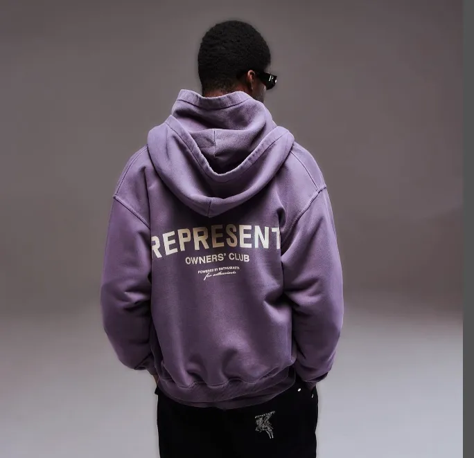 REPRESENT OWNERS CLUB ZIP HOODIE Slogan Logo Zipper Hoodie Black Grey Brown Purple Grey S-XL Size