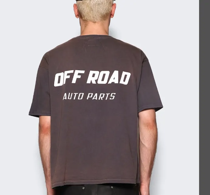 RHUDE Retro Vintage Vintage Slogan Logo Short Sleeve T-shirt Grey Coffee S-XL Size