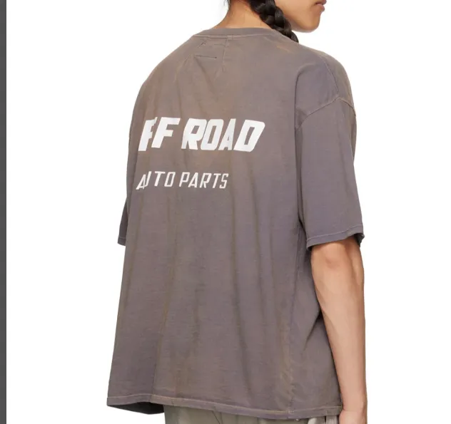 RHUDE Retro Vintage Vintage Slogan Logo Short Sleeve T-shirt Grey Coffee S-XL Size