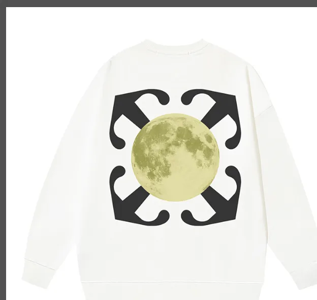 OFF-WHITE new arrow moon hot stamping printed round neck looped fabric