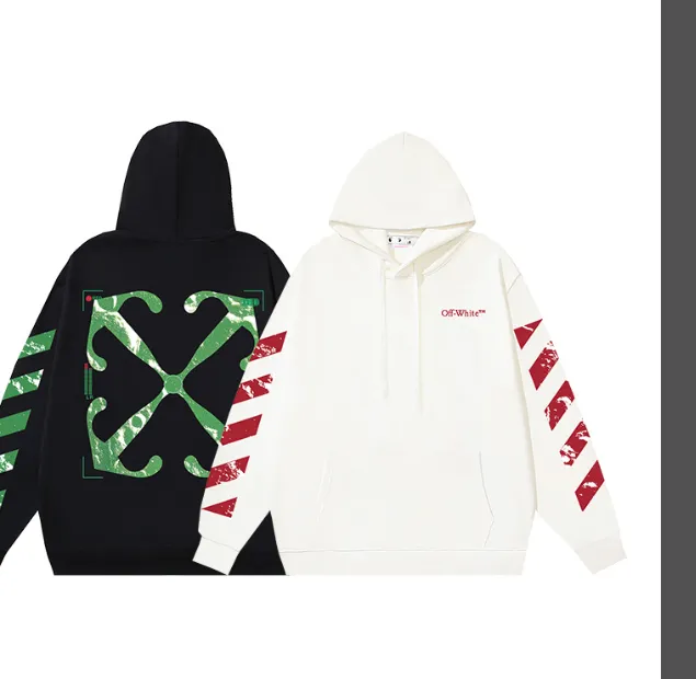 OFF-WHITE New Lunar Imaging Arrow Hot Stamping Printed Hoodie with looped fabric