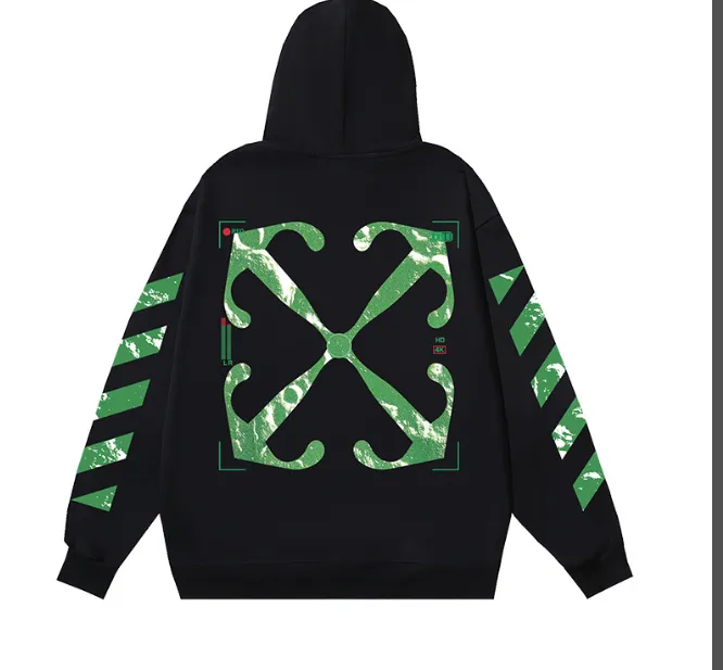 OFF-WHITE New Lunar Imaging Arrow Hot Stamping Printed Hoodie with looped fabric