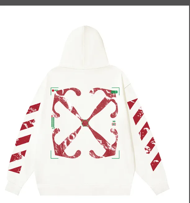 OFF-WHITE New Lunar Imaging Arrow Hot Stamping Printed Hoodie with looped fabric