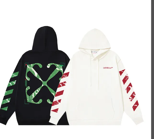 OFF-WHITE New Lunar Imaging Arrow Hot Stamping Printed Hoodie with looped fabric