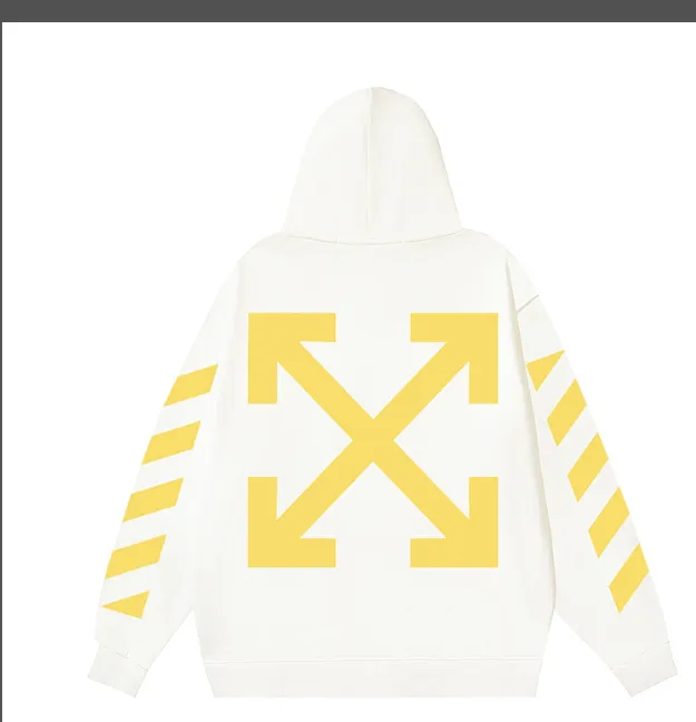 OFF-WHITE New Angel Caravaggio Oblique Striped Arrow Printed Hoodie with looped fabric