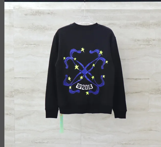 OFFWHITE New Alien 👽 Embroidered Arrow Star ⭐ Round neck looped hoodie