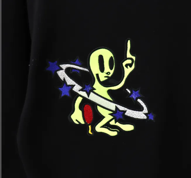 OFFWHITE New Alien 👽 Embroidered Arrow Star ⭐ Round neck looped hoodie