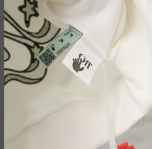 OFFWHITE New Alien 👽 Embroidered Arrow Star ⭐ Round neck looped hoodie