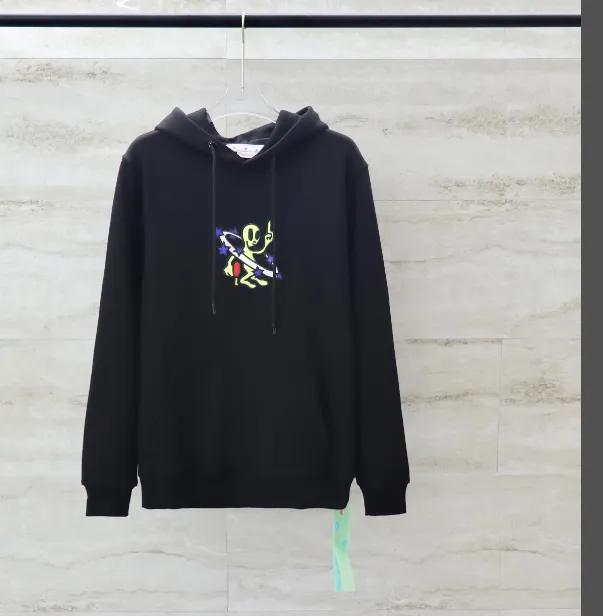 OFF-WHITE New Alien 👽 Embroidered Arrow Star ⭐ Hoodie, looped sweatshirt