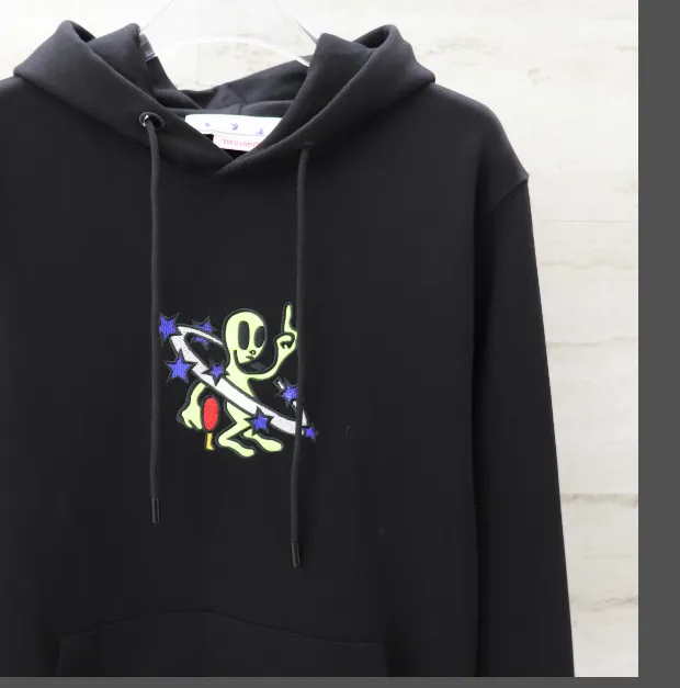 OFF-WHITE New Alien 👽 Embroidered Arrow Star ⭐ Hoodie, looped sweatshirt